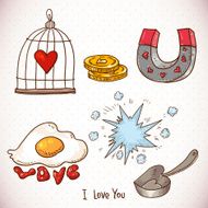 Doodle set elements of Valentines Day