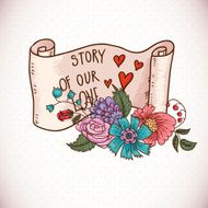 Greeting Card with ribbon and flowers