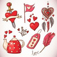 Doodle set elements of Valentines Day N2