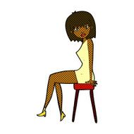 comic cartoon woman sitting on stool N3