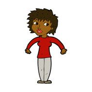 comic cartoon woman shrugging shoulders N97