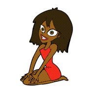 comic cartoon happy woman in dress N6