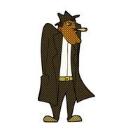 comic cartoon man in hat and trench coat N2