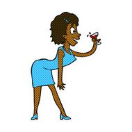 comic cartoon woman with drink N2