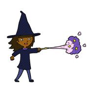 comic cartoon witch girl casting spell N2