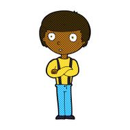 comic cartoon staring boy with folded arms N2