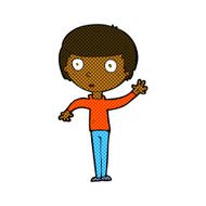 comic cartoon waving boy N3