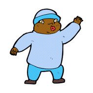 comic cartoon man in hat waving N2