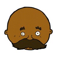 comic cartoon bald man with mustache N4
