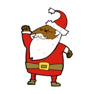 comic cartoon santa claus punching air N3