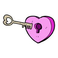 comic cartoon heart with keyhole N4