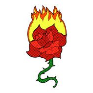 comic cartoon flaming rose tattoo