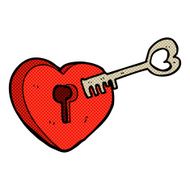 comic cartoon heart with keyhole N5