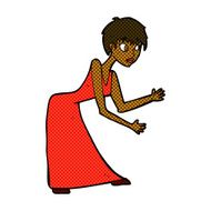 comic cartoon woman in dress gesturing N2