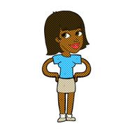 comic cartoon happy woman with hands on hips N4