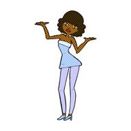 comic cartoon woman in cocktail dress N3