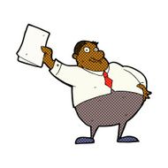 comic cartoon boss waving papers N2