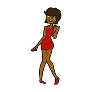 comic cartoon woman in cocktail dress N4