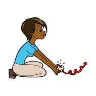 comic cartoon girl playing computer games N2