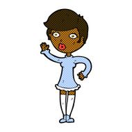 comic cartoon pretty woman waving N16