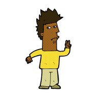 comic cartoon man giving peace sign N11