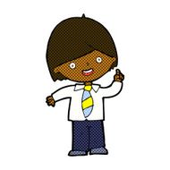comic cartoon school boy answering question N9
