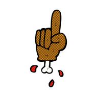 comic cartoon pointing severed hand