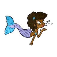 comic cartoon mermaid blowing kiss N2