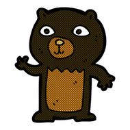 comic cartoon waving black bear cub N7