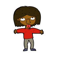 comic cartoon girl looking upwards N2