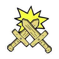 comic cartoon wooden sword fight
