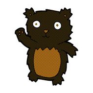 comic cartoon waving black bear cub N8