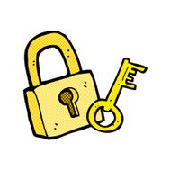 comic cartoon padlock and key N2
