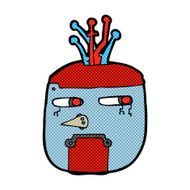 comic cartoon gold robot head