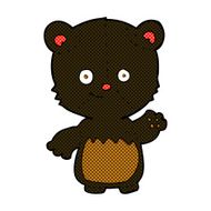 comic cartoon little black bear waving