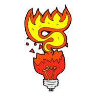 comic cartoon red light bulb exploding