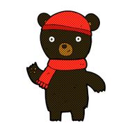 comic cartoon waving black bear N9
