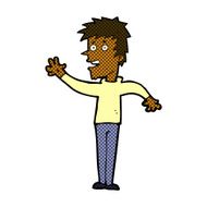 comic cartoon happy boy waving N4
