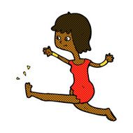 comic cartoon happy woman kicking N2