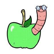 comic cartoon apple with worm N7