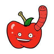 comic cartoon apple with worm N8