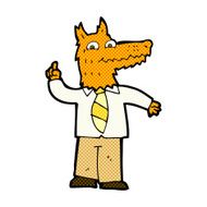 comic cartoon business fox with idea