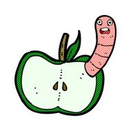 comic cartoon apple with worm N9