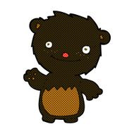 comic cartoon waving black bear cub N9