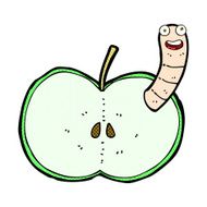 comic cartoon apple with worm N10