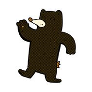 comic cartoon waving black bear N10