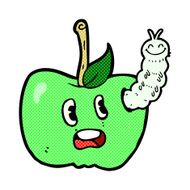comic cartoon apple with bug N5