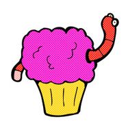 comic cartoon worm in cupcake N2