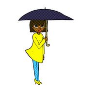 comic cartoon woman with umbrella N2