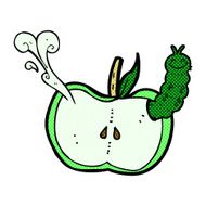 comic cartoon apple with bug N6